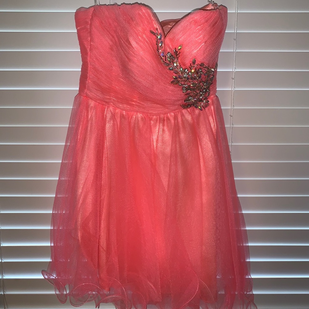Alyce Paris Coral Strapless Formal Dress